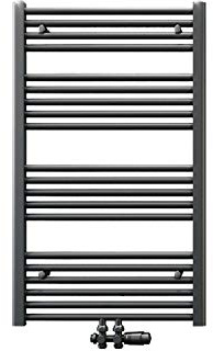 ELEGANT Badheizkörper 1000x600mm Anthrazit mit Anthrazit Multiblock Thermostat Handtuchheizkörper Handtuchtrockner Handtuchwärmer