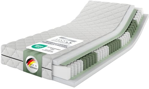 MSS e.K. Taschenfederkernmatratze Medic 120x200 x 20 cm 7-Zonen H4 | ergonomischer Kaltschaum, OEKO-TEX, Microfaser-Bezug, Made in Germany