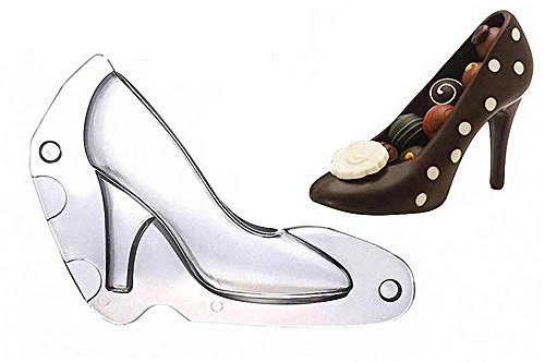 Youning Schokoladenformen 3D High Heel Schuh backformen DIY Kunststoff-Form Kuchen Backform Küchenbedarf Silikonform mit Clips Schokolade High Heels Schuhform (A-large)