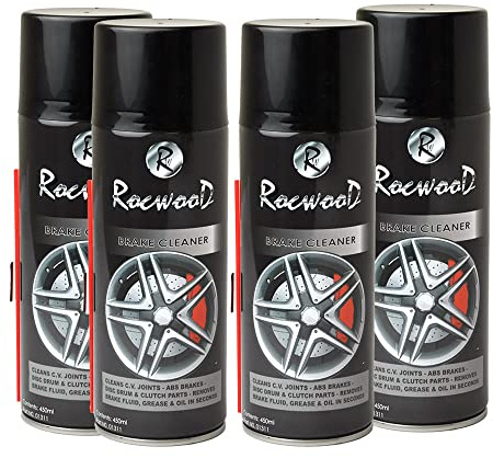 RocwooD 4 x Brake Cleaner Spray Aerosol 450ml Can Removes Brake Fluid Oil Grease
