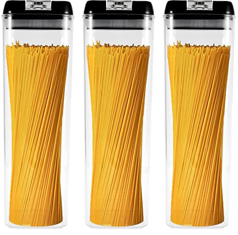 JOIKIT 3 Pack 1.9 L Pasta Airtight Food Storage Containers Jars With Lids, Spaghetti Storage Box with Lid for Cookie Flour Cereal Coffee Beans Kitchen Pantry