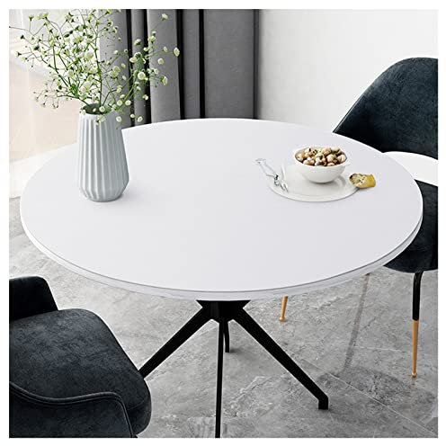 Tischwäsche Rund Wasserdicht PU Leder Tischdecke Abwischbar Tischauflage Kunstleder Schutz für Tischplatte Küche Esstisch Tischschutz Tischdeckenunterlage Rutschfest Tischunterl(Size:70 cm,Color:Weiß)
