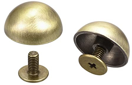 sourcing map 15 x 7,5 mm rivetti a vite a testa tonda cava in pelle borchie chiodate tono bronzo 20 set