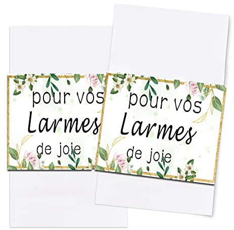 MKISHINE Etiketten für Freudentränen der Hochzeit, Taschentücher für Freudentränen, Taschentuchhalter, Stoffhüllen, Hochzeitsbevorzugungen, Stoff, Hochzeitszeremonie, 50 Stück