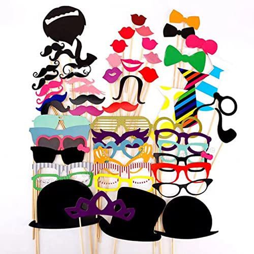 Funny Photo Booth Props,58 Piezas Divertido Máscaras Gafas de Fiesta de Papel Photo Booth photocall atrezzo favorecer Mascarada Temática Fiesta Disfraces Accesorios para el Partido Wedding Christmas
