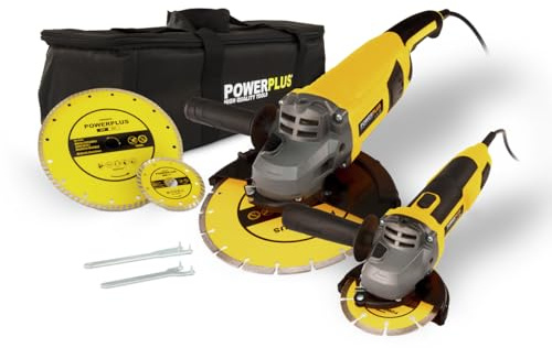 POWERPLUS POWX06250 - Amoladora angular de juego 2000 W Ø 230 mm + 750 W Ø 115 mm - 4 acc.