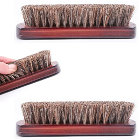 3er Pack Schuhputzbürste mit Holzgriff aus Rosshaar für eine optimale & professionelle Schuhpflege