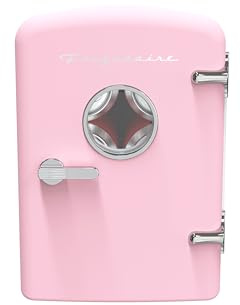 Frigidaire Mini réfrigérateur personnel rétro portable pour voiture, bureau, dortoir ou cabine, 11,8 D x 10,1 H, rose