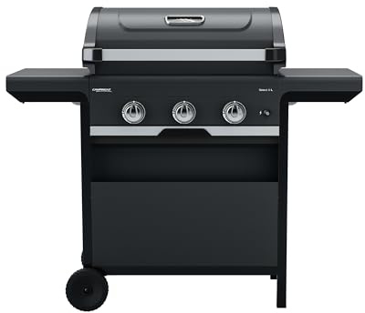 Campingaz Select 3 L Barbacoa Gas | Parilla gas compacta con 3 quemadores de acero aluminizado | tapa con termómetro | bandeja recogegrasas y 2 estantes laterales plegables | 7,5 kW de potencia