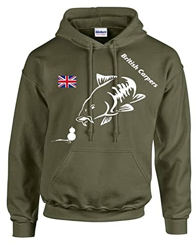 British Carpers Olive Green Men's Hoodie - Stay Warm and Stylish on Your Carp Fishing Adventures (as8, alpha, x_l, regular, regular)