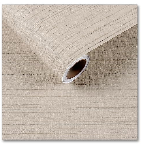 CRE8TIVE Carta da Parati Adesiva Lino Beige Muro Tessuto Non Tessuto Pellicola Adesiva per Mobili Cucina Camera da Letto Soggiorno 30cm x 200cm