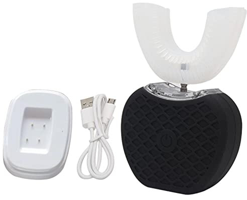 ALEOHALTER Ultrasonic Toothbrush, 360° Automatic Electric Toothbrush, Ultrasonic Electric Lazy Toothbrush, U-Shaped Teeth Whitening Brush for Adult, LED Light & Wireless Charging (Black)