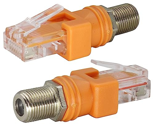 AAOTOKK BNC Weiblicher RJ45 Männlicher Koaxialadapter,der für Prüfgeräte wie Analysatoren,Tester und Linieninstrumente Verwendet wird,kann keine Videos übertragen Anschließen. (2 Pack, F to RJ45)