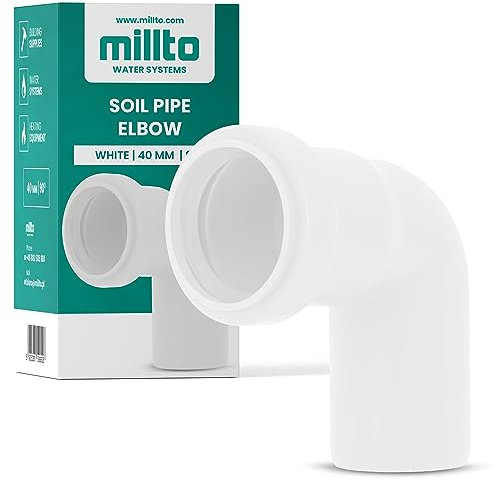 Millto™ Kunststoff Bogen 40x40 mm 90º PP-Bogen Abwasser Installation Rohrbogen Abwassersysteme Abflussrohr Anschluss Kanalisationsrohr Sanitärverbinder Armaturen für Entwässerungssysteme