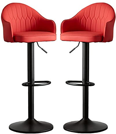FanXus Moderne Familienstühle im Bar-Stil mit Verstellbarer Höhe und 360°-Drehung, hohe Familienstühle im Bar-Stil mit Rückenlehnen, 2er-Set für Bartheke, Küche und Zuhause (rot) Made in China
