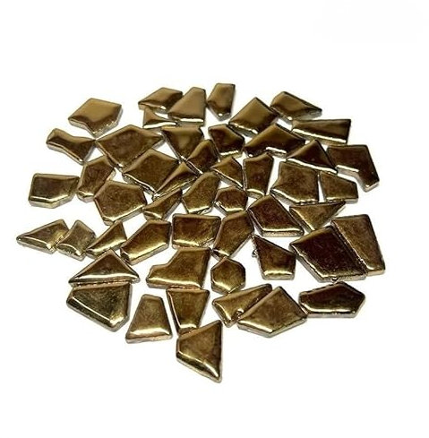 Mosaik Fliesen 80 g (ca. 50–70 Stück) Porzellan-Mosaikfliesen, 1–2,5 cm, 0,4 mm Dicke, Keramik-Mosaiksteine, DIY-Mosaik-Bastelmaterial (Color : Gold, Size : 80g-2.82oz)