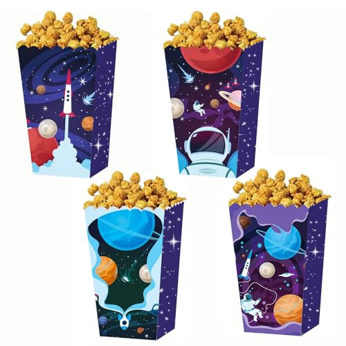 Astronaute Popcorn Boîtes,Boîte à Popcorn 12 PCS Popcorn Conteneurs Partie Carton Bonbon Conteneur Fête Boites Cadeaux pour Noël Parti Collations Bonbons Popcorn et Cadeaux