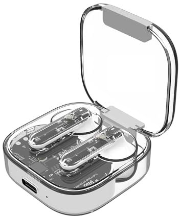 Vieta Pro Auriculares Inalambricos Bluetooth 5.3 - Auriculares Inalambricos Transparentes con Microfono, USB-C, Asistente de Voz, Bateria 16h, IPX3, Panel Tactil - Cascos Inalambricos Clear