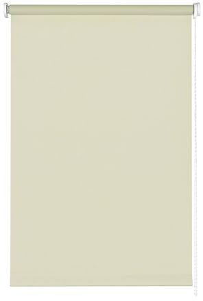 GARDINIA Seitenzug-Rollo für Fenster, Lichtundurchlässig, Blendschutz, Montage mit Bohren, Verdunkelung, Creme, 120 x 180 cm (BxH)