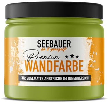 SEEBAUER diy Wandfarbe Grün 300ML für Innen (No. 726 Wild Jungle) Edelmatte grüne Innenfarbe - Grüntöne sehr hohe Deckkraft - Matt, Abwaschbar und Tropffrei