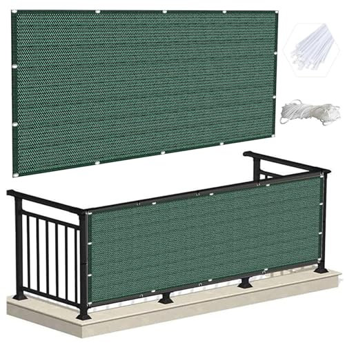 Bâche de balcon de 3,8 x 9,5 m, résistante aux intempéries, protection UV, pour appartement, terrasse, balcon, vert foncé