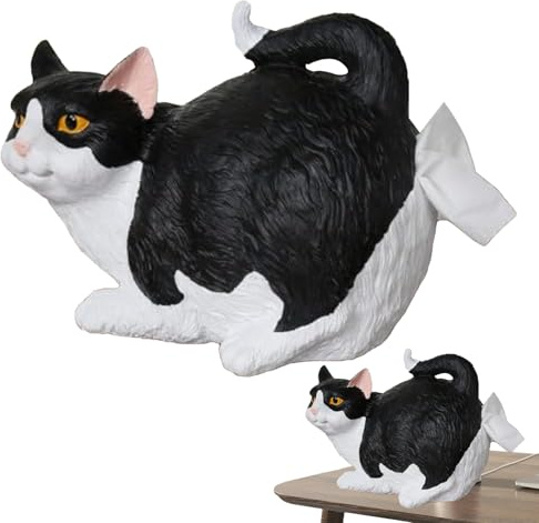 Katzen-Po-Taschentuchhalter, süßer Cartoon-Katzen-Taschentuchspender, lustige Harz-Katzen-Po-Taschentuchbox für Zuhause, Wohnzimmer, Dekoration