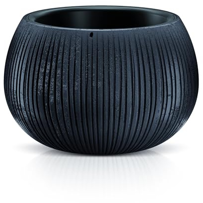 DIKEL Blumentopf Ø 20 cm, Höhe 16 cm | Übertopf in Betonoptik aus langlebigem Kunststoff, witterungs- und UV-beständig | Blumentöpfe für stilvolle Garten- und Raumgestaltung | Schwarz Beton