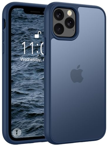 Andwing Matt Hülle für iPhone 11 Pro 5,8 Zoll Dunkelblau | Militärstandard FallSchutz Handyhülle Durchscheinende Rückseite Schutzhülle, Anti-Fingerabdruck Kratzfest Haltbar