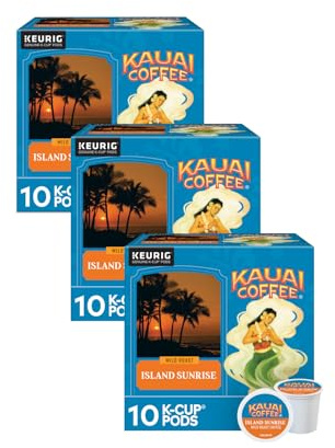 Kauai Coffee Island Sunrise Mild Roast - Compatible with Keurig K-Cup Brewers, 10 CT (Pack of 3)