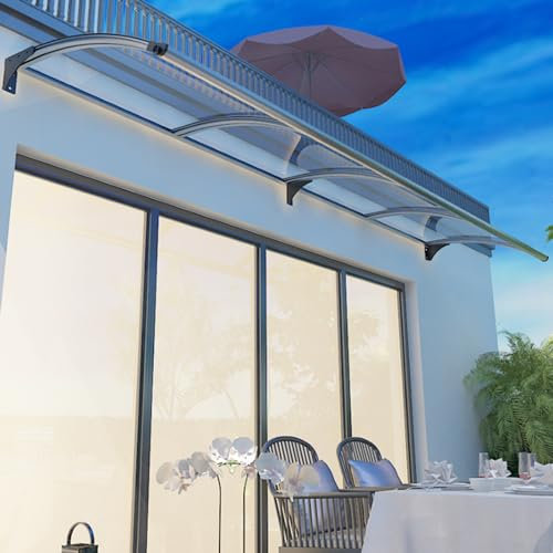 Generisch Toldo exterior con alto flujo de agua para puerta de entrada, ventana, cubierta de lluvia, cubierta de patio, jardín y porche, placa de policarbonato UV irrompible.