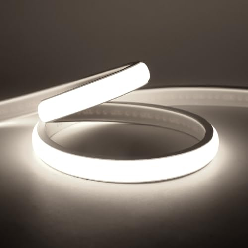 Dimbar IP65 vattentät COB neonremsa lampa med dimmerbrytare 23 m flexibelt LED-rep för hem kök och utomhusdekoration kall vit