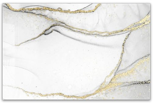 Herdabdeckplatte 80x52 cm einteilig aus 4mm ESG Glas | Marmor weiß gold | Herd Abdeckung Abdeckplatte Induktion Schneidebrett Glasplatte für Ceranfeld