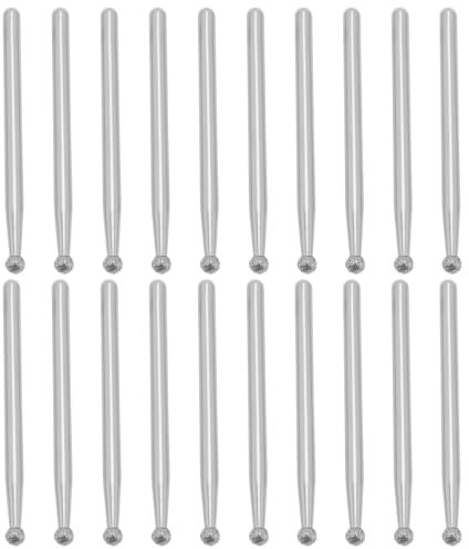 Briny River Set di 20 frese a sfera diamantate da 3 x 3 mm, # 150, punte da trapano a testa sferica, lunghezza 45 mm, per gioielli in vetro e ceramica