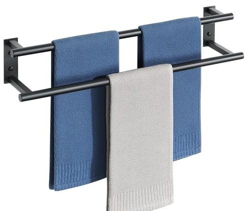 Mooche 304 Edelstahl Handtuchhalter Wand,60CM Doppelter Schwarz Towel Rail