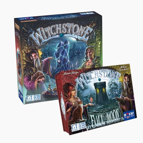 HUCH!, Bundle Witchstone + Erweiterung Full Moon - Strategiespiel und Erweiterung mit 4 Großmeisterfiguren und 2 Modulen, für 2-4 Spieler ab 12 Jahren