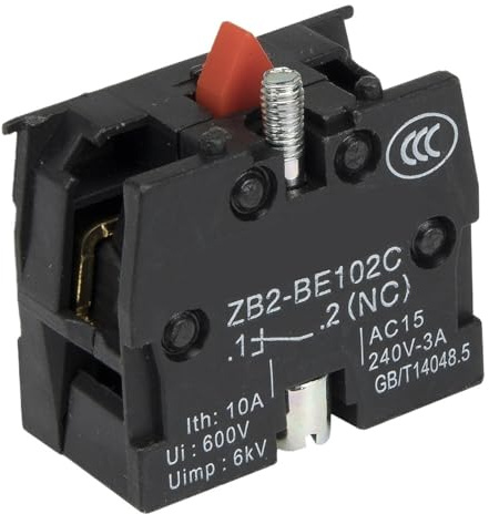 Bloque de contactos NO ZB2-BE101C NC ZB2-BE102C for interruptor pulsador de 22 mm de la serie ZB2-B, lote de 5 unidades(NC)