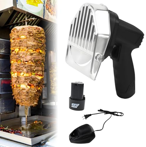 Kebab Cutter Slicer 80W Portable Electric, Professional Electric Cutting Knife, For Doner Kebab and Gyros, 0-8mm Adjustable Thickness,for Restaurant Home Outdoor Wireless