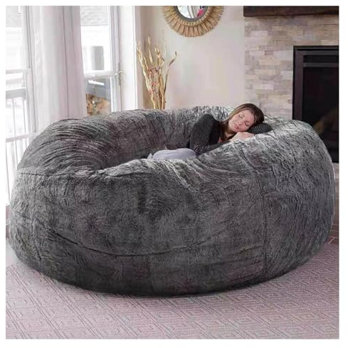 Riesiger Pelz-Sitzsack Bezug für Wohnzimmermöbel Erwachsene– Sitzsack XXL aus flauschigem Velours – Indoor Lounge-SitzsackBezug waschbar & gemütlich(Keine Polsterung)