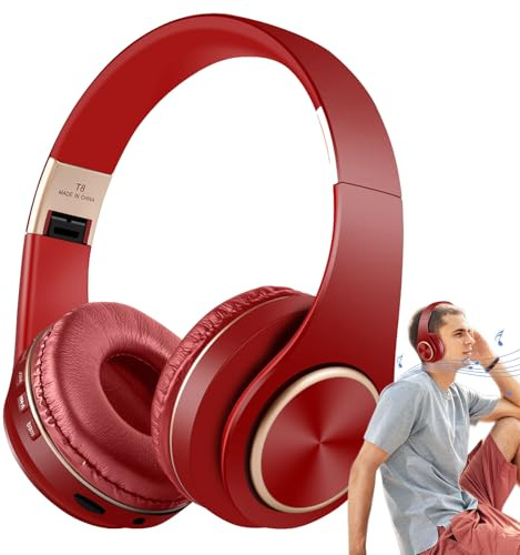 Tewzafiya Cuffie ricaricabili con microfono, cuffie wireless ricaricabili, stereo con cancellazione del rumore, portatili per la vita quotidiana, campeggio, cuffie sovraurali