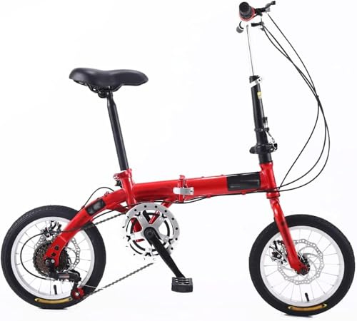 14 Inch Bicicleta Plegable para Estudiantes Y Adultos, Bicicleta con Cuadro De Rueda Delantera Y Trasera Fabricado En Acero Al Carbono, Bicicleta Plegable Súper Ligera 2 Una Sola Velocidad