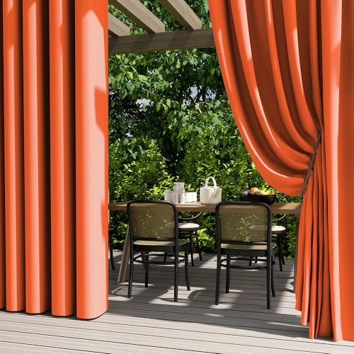 Wasserfeste Outdoor-Vorhänge, wasserabweisend, Sichtschutz für Garten, Terrasse, Pavillon, Sonnenschutz mit Ösen, 70 x 120 cm, wetterfeste Dekoration, 2 Stück