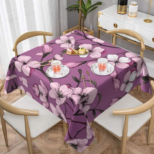 WZYWHJ Tovaglia decorativa quadrata, 152,4 x 152,4 cm, tovaglie, tovaglia da caffè, lavabile e riutilizzabile, motivo azalea stampato