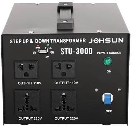 Trasformatore di tensione da 2400 W, trasformatore da 110 V/220 V, 4 prese, convertitore di corrente, trasformatore automatico per tutti i dispositivi elettronici ed elettrici