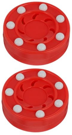 FUNOMOCYA 2 Pezzi Disco Hockey Roller Rosso in Alta Resistenza Antishock per Allenamento e Partite Professionali su Ghiaccio e Terra Puck Uomo per Hockey Rotelle e Inline
