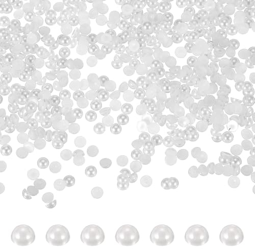 PATIKIL 1800 Pcs Perlas Blancas Semi Redondas 4mm ABS Piedras Estrás Perlas