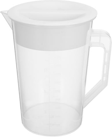 LIGIGWASH Jarra de Plástico Blanco de 2l con Tapa Conveniente y Escala Graduada, Adecuado para Agua y Jugos en Reuniones Familiares y Eventos Casuales