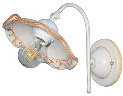 VANNI LAMPADARI - Applique da Parete Interno Edera - Lampada da Parete Orientabile con Braccio- in Ceramica Decorata a Mano - Applique Camera da Letto, Bagno, Cucina, Soggiorno- Ocra