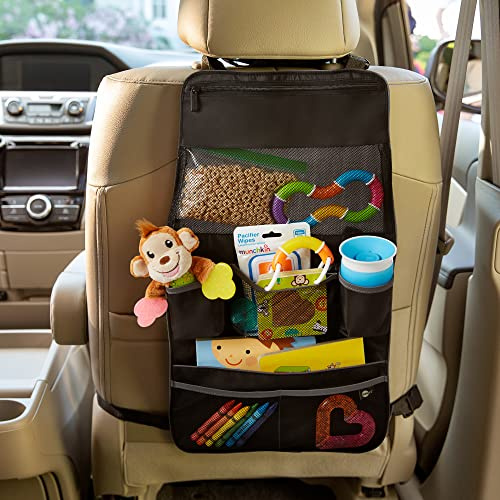 Munchkin Organizer für Autorücksitz und Kinderwagen 2-in-1, wasserabweisend, verstellbar, mit viel Stauraum für Windeln, Feuchttücher, Spielzeug