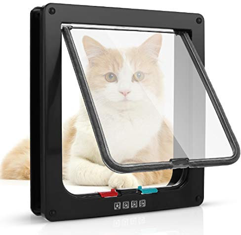 Sailnovo Katzenklappe XL Hundeklappe 4 Wege Magnet-Verschluss für Katzen, Klein Hunde, 24,5 * 28,5 * 5.5cm Hundetür Katzentür XL Haustierklappe, Installieren Leicht mit Teleskoprahmen…