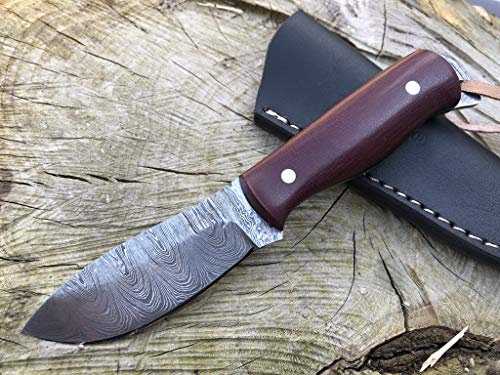 Perkin Couteau De Chasse Damas avec Gaine Couteau Bushcraft Sharp SK400